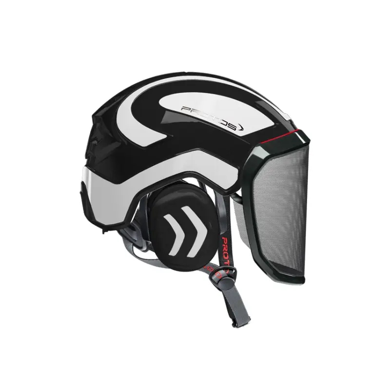CASQUE DE PROTECTION INTEGRAL ARBORISTE – TRONCONNAGE – ELAGAGE – NOIR ET BLANC REFLECHISSANT – Noir et Blanc Réfléchissant Expédition Rapide