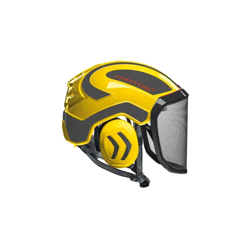 CASQUE DE PROTECTION INTEGRAL ARBORISTE - TRONCONNAGE - ELAGAGE - JAUNE ET GRIS - Jaune et Gris Certifié
