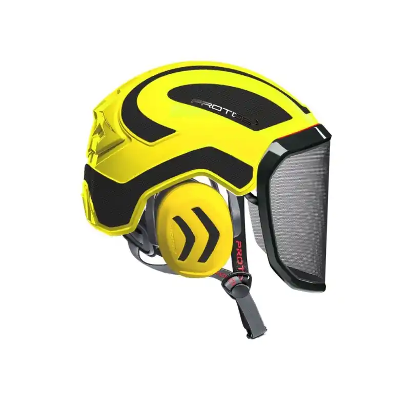 Achat Immédiat CASQUE DE PROTECTION INTEGRAL ARBORISTE – TRONCONNAGE – ELAGAGE – JAUNE FLUO ET GRIS CARBONE – Jaune Fluo et Gris Carbone