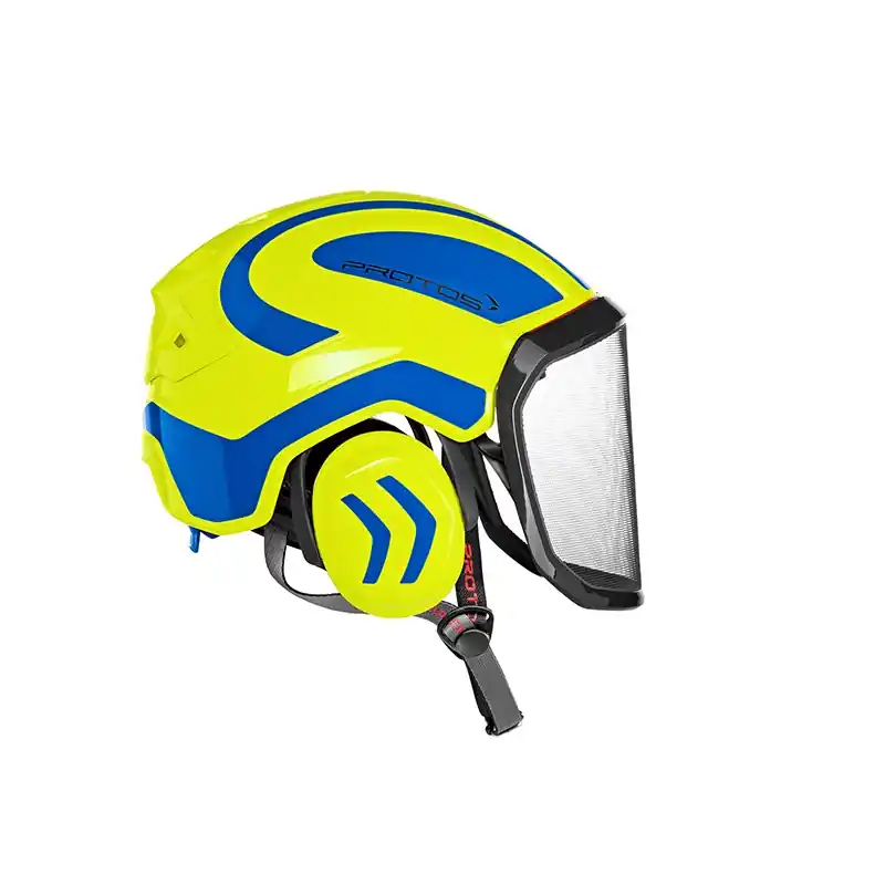 Prix Bas CASQUE DE PROTECTION INTEGRAL ARBORISTE – TRONCONNAGE – ELAGAGE – JAUNE FLUO ET BLEU – Jaune Fluo et Bleu
