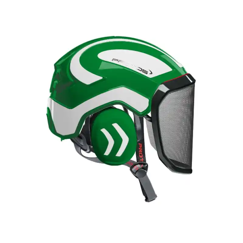 CASQUE DE PROTECTION INTEGRAL ARBORISTE – TRONCONNAGE – ELAGAGE – VERT ET BLANC – Vert et Blanc Vente Directe