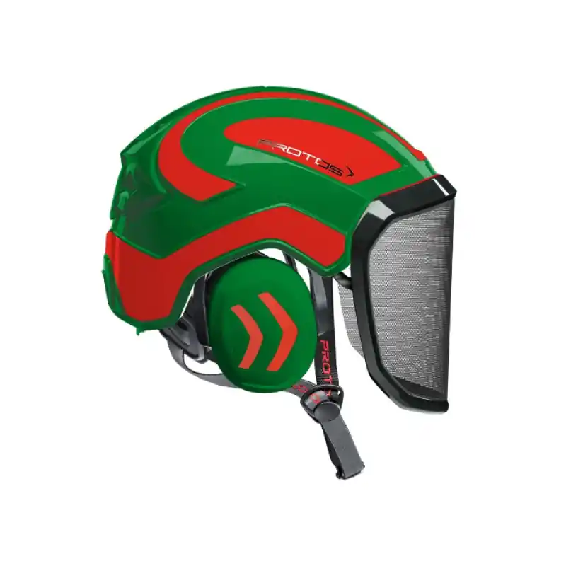 CASQUE DE PROTECTION INTEGRAL ARBORISTE – TRONCONNAGE – ELAGAGE – VERT ET ROUGE ORANGE – Vert et Rouge Orangé Fluo Acheter Direct
