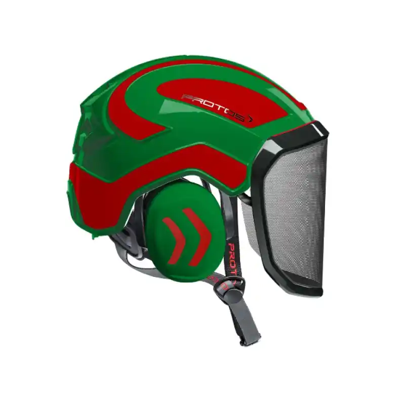 Expédition Rapide CASQUE DE PROTECTION INTEGRAL ARBORISTE – TRONCONNAGE – ELAGAGE – VERT ET ROUGE – Vert et Rouge