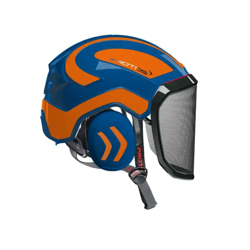 Pas Cher CASQUE DE PROTECTION INTEGRAL ARBORISTE – TRONCONNAGE – ELAGAGE – BLEU ET ORANGE FLUO – Bleu et Orange fluo