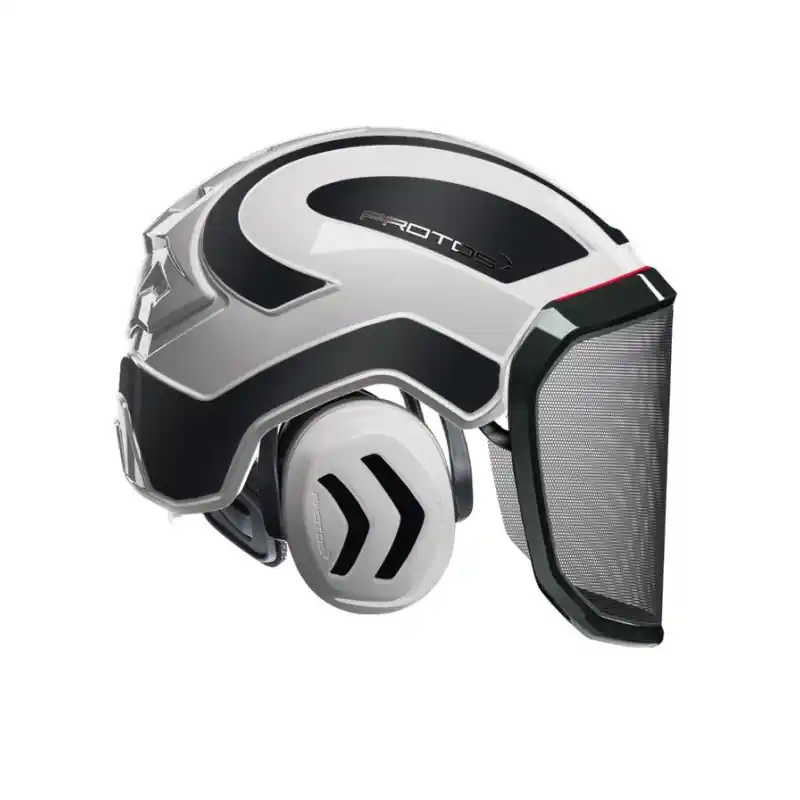 CASQUE DE PROTECTION INTEGRAL FORESTIER – TRONCONNAGE – ELAGAGE – DEBROUSSAILLAGE – VISIERE F39 – BLANC ET GRIS CARBONE – Blanc et Gris Carbone Prix Réduit