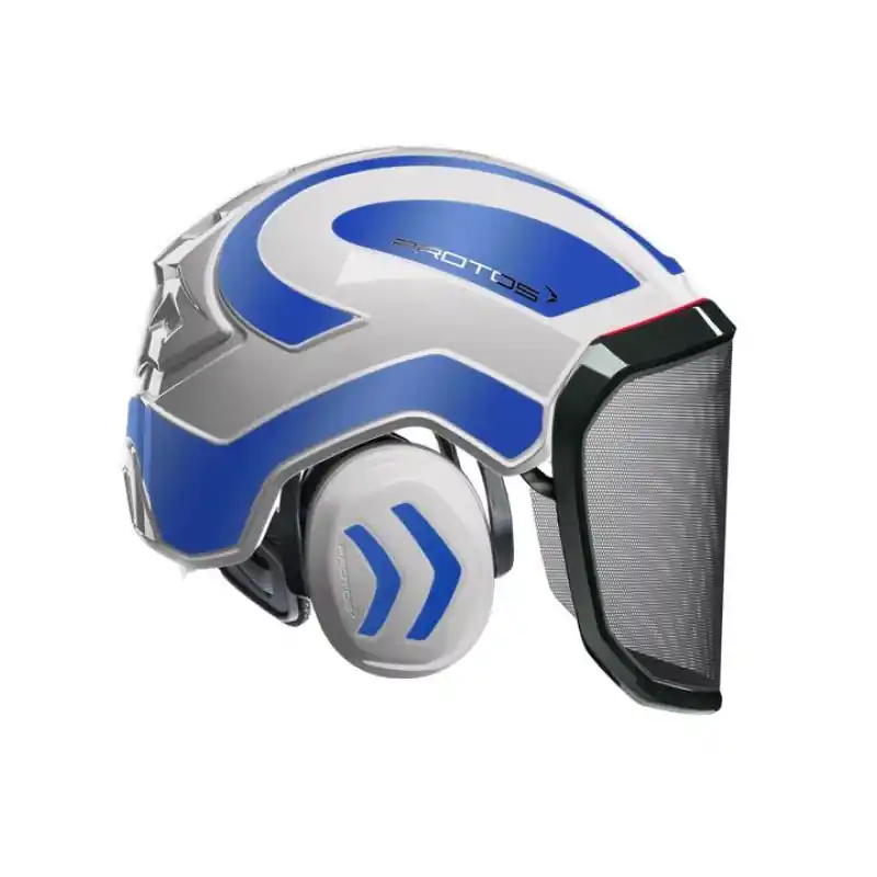 Prix Choc CASQUE DE PROTECTION INTEGRAL FORESTIER – TRONCONNAGE – ELAGAGE – DEBROUSSAILLAGE – VISIERE F39 – BLANC ET BLEU REFLECHISSANT – Blanc et Bleu réfléchissant