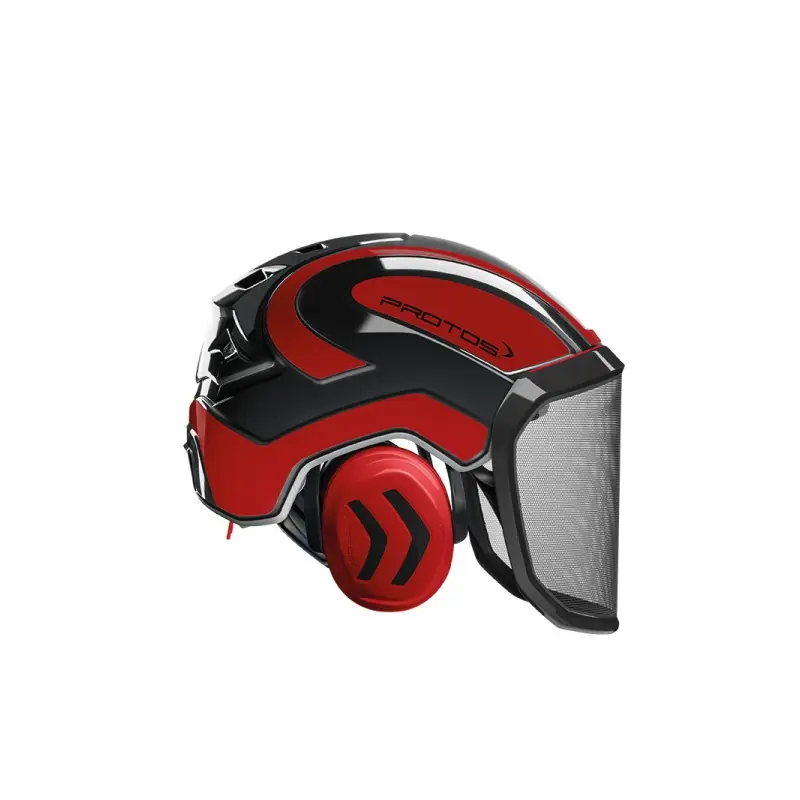 CASQUE DE PROTECTION INTEGRAL FORESTIER – TRONCONNAGE – ELAGAGE – DEBROUSSAILLAGE – VISIERE F39 – NOIR ET ROUGE – Noir et Rouge Expédition Rapide