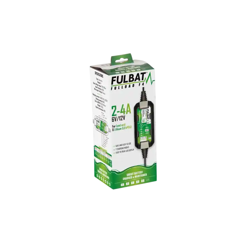 CHARGEUR TOUT TYPES DE BATTERIE 6V/12V – 2-4A – FULBAT – FULLOAD F4 – Expédié Aujourd’hui