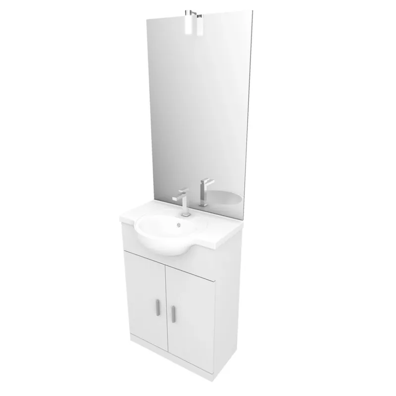 Meuble de salle de bains complet 60 cm – vasque céramique – miroir LED Achat Immédiat