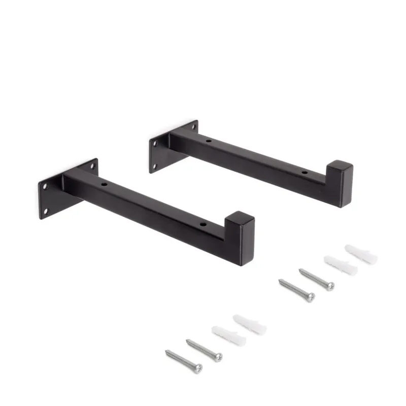 Jeu de supports noir – étagères en bois Shelf droit avec tube carré Achat Immédiat