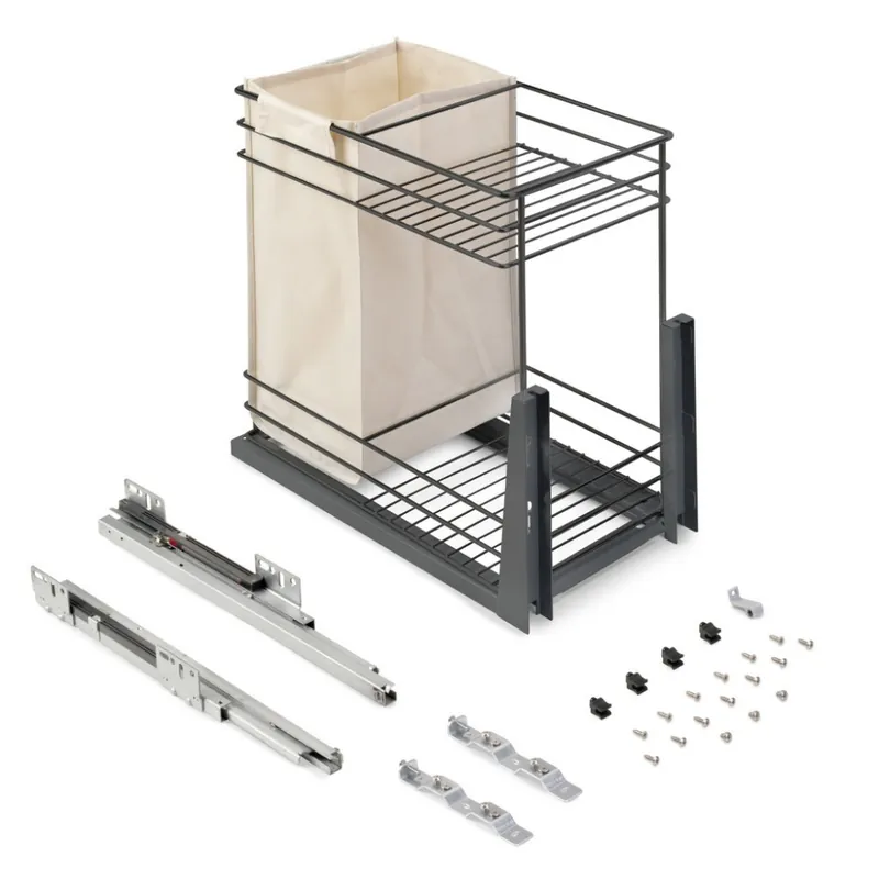 Chariot coulissant avec panier à pain Titane – fermeture à amorti Expédition Rapide