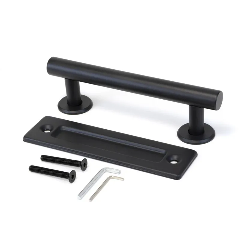 Poignée de porte coulissante bois Pasadena entraxe 180 mm – acier noir Promotion