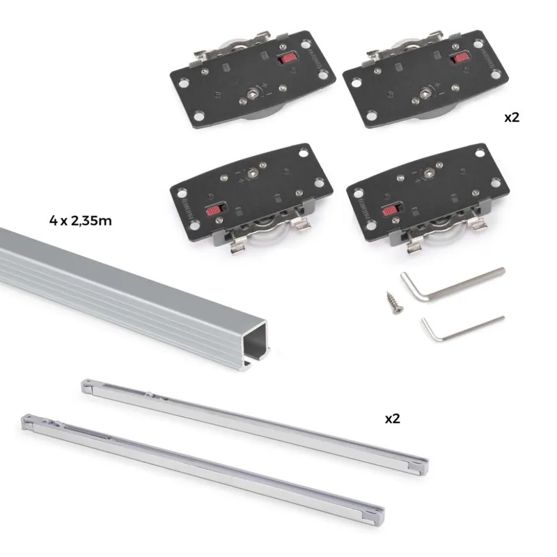 Kit 2 portes coulissantes bois – rails 2,35 m encastrés – Flow 2 Acheter Direct