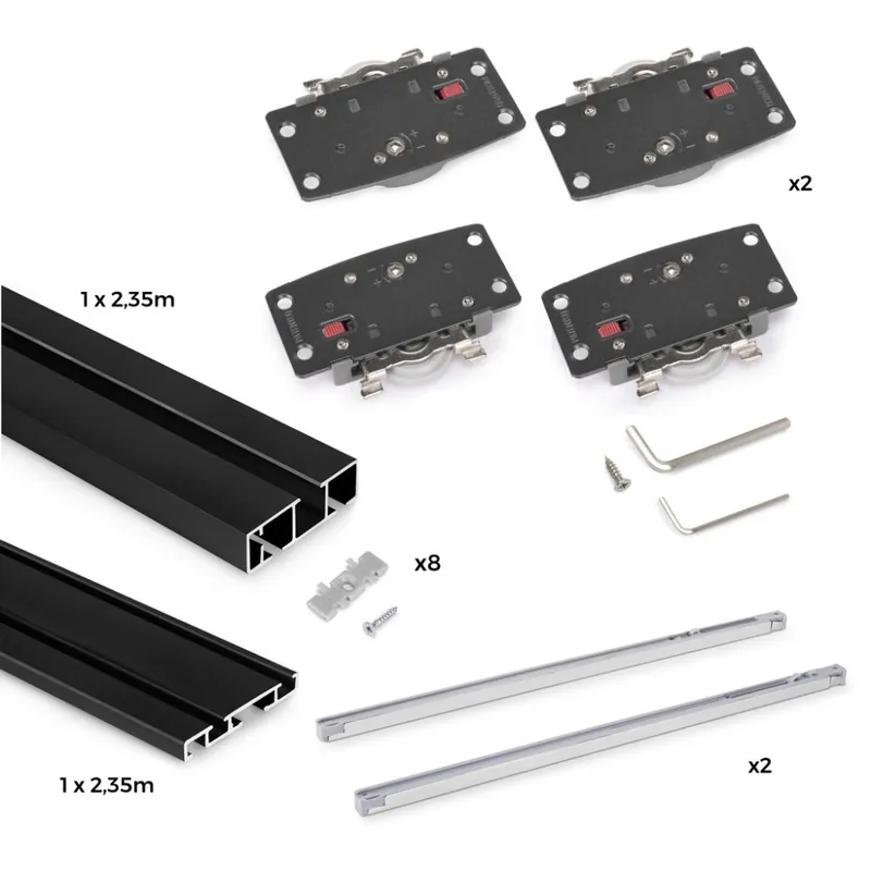 Kit 2 portes coulissantes bois – rails à clipser en applique – Flow 2 Achetez Aujourd’hui