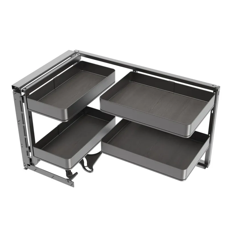 Chariot d'angle extractible pour meuble de cuisine anthracite Harmony Prix Promo