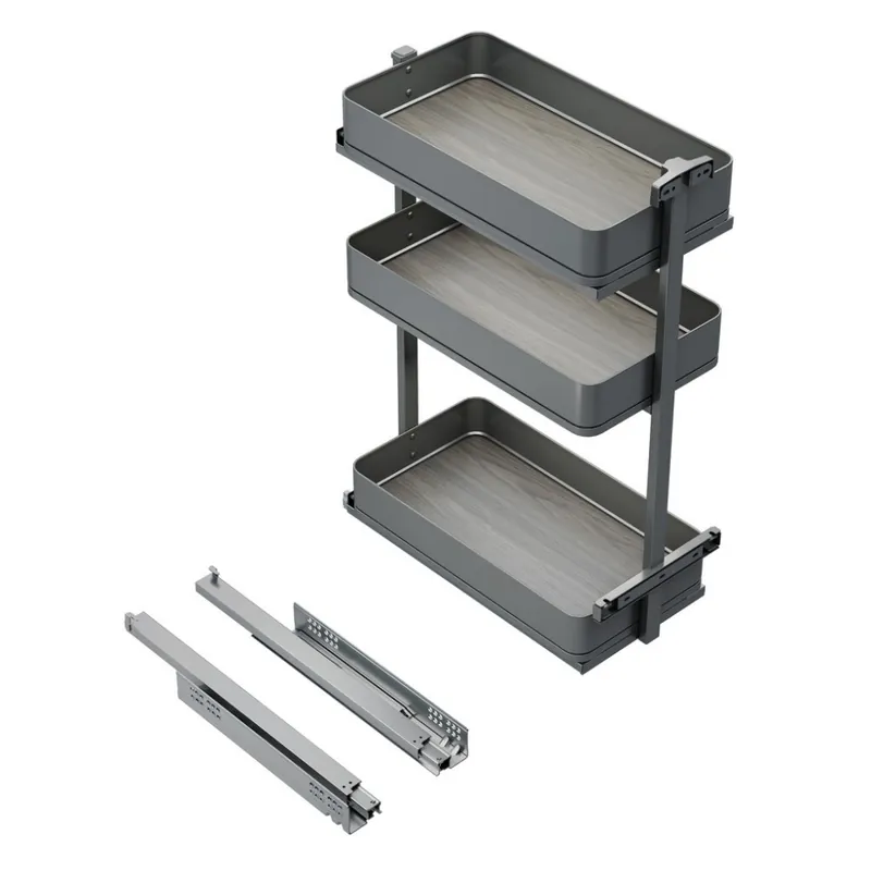 Acheter Direct Chariot extractible à fermeture amortie anthracite Harmony – 3 paniers