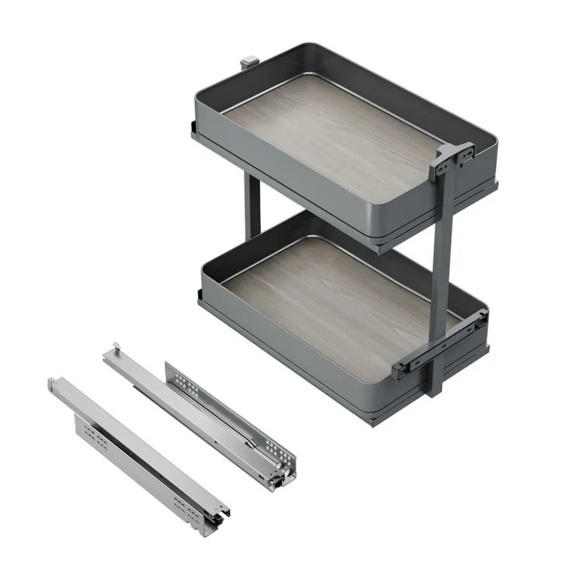 Bon Plan Chariot extractible à fermeture amortie anthracite Harmony – 2 paniers