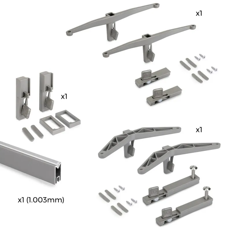 Kit pour structure modulaire Zero 1 étagère + 1 module + tringle – gris Affaire À Saisir