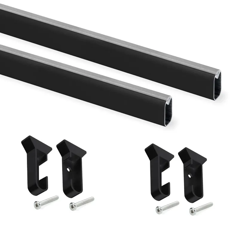 Prix Cassé 2 rails de penderie avec supports – longueur 750 mm – aluminium noir
