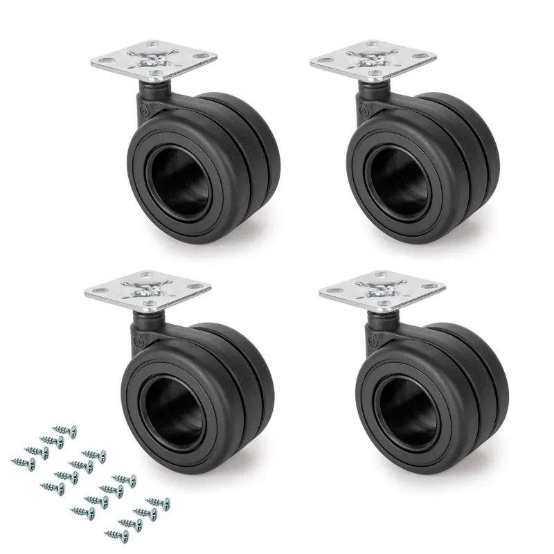 Roulettes Hole noires avec plaque de montage – diamètre 65 mm – par 4 Bon Marché
