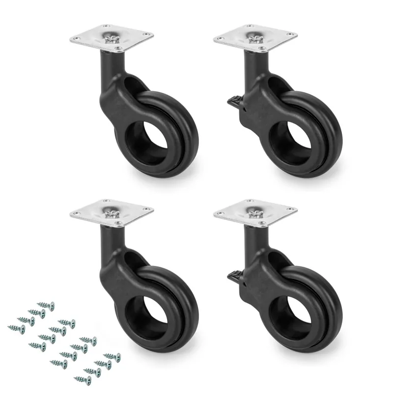 Roulettes Hole 2 noir avec plaque de montage – diamètre 60 mm – par 4 Retour Gratuit