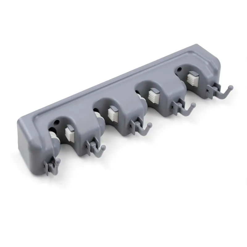 Porte-balais 4 trous et 5 crochets – plastique – gris Vente Flash