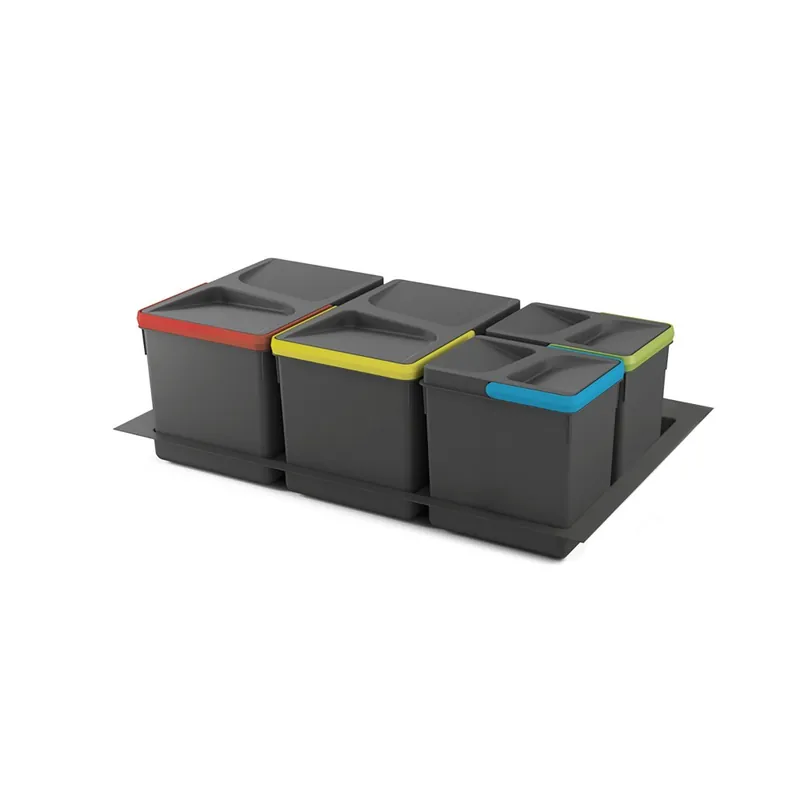 Poubelles de recyclage – 2 x 12L + 2 x 6L – 800mm – plastique – gris Bon Marché