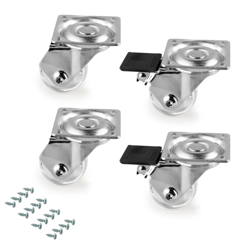 Kit de roulettes Slip 3 transparentes avec platine de montage Prix Promo
