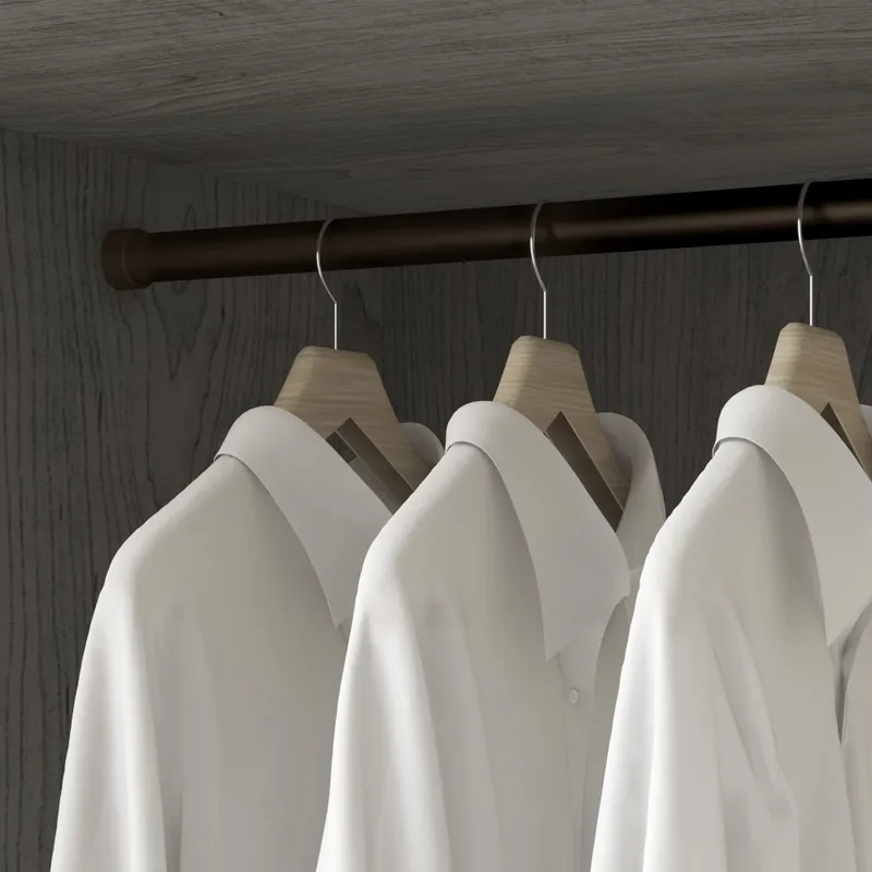 Authentique Tube de penderie rond 28 mm – alu – avec supports – par 2