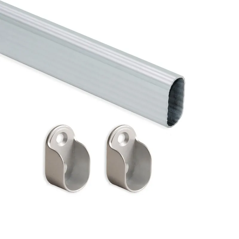 Tube de penderie ovale 30 x15 mm – avec supports – par 2 Vente Directe