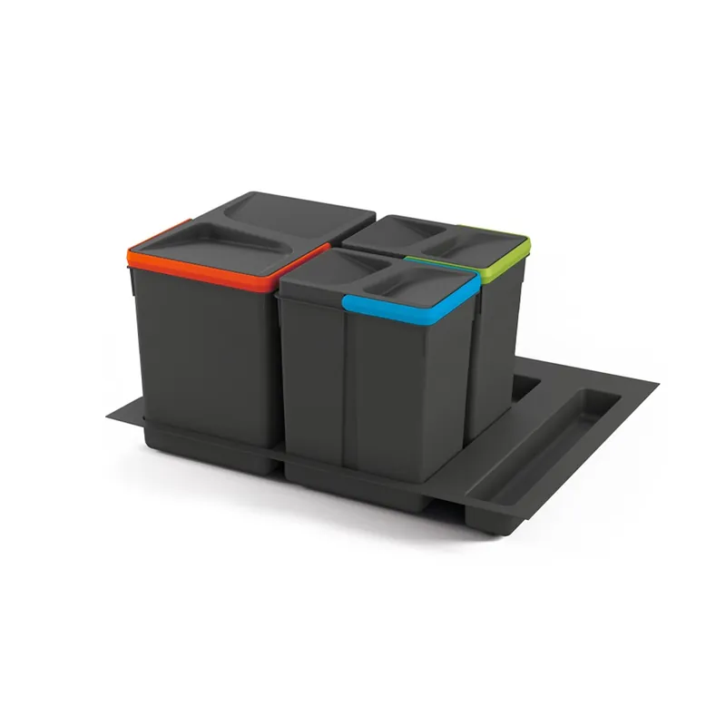 Poubelle de tri-sélectif – 1x15L + 2×7 L – avec base – Recycle Prix Cassé