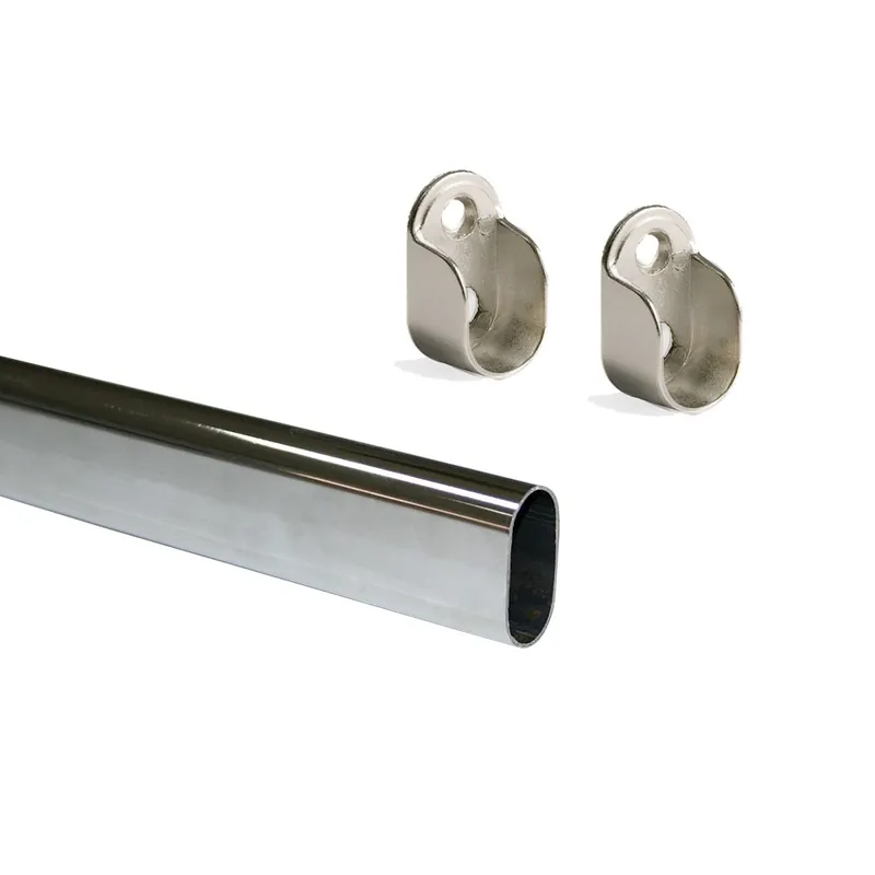Certifié Barres de penderie ovales 30 x 15mm - avec supports - kit 2 barres