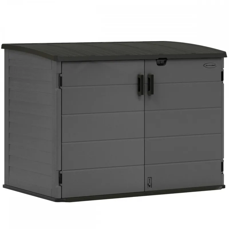 Meilleur Choix Coffre de jardin polyéthylène Stowaway – gris – 1,98 m³ – plancher inclus