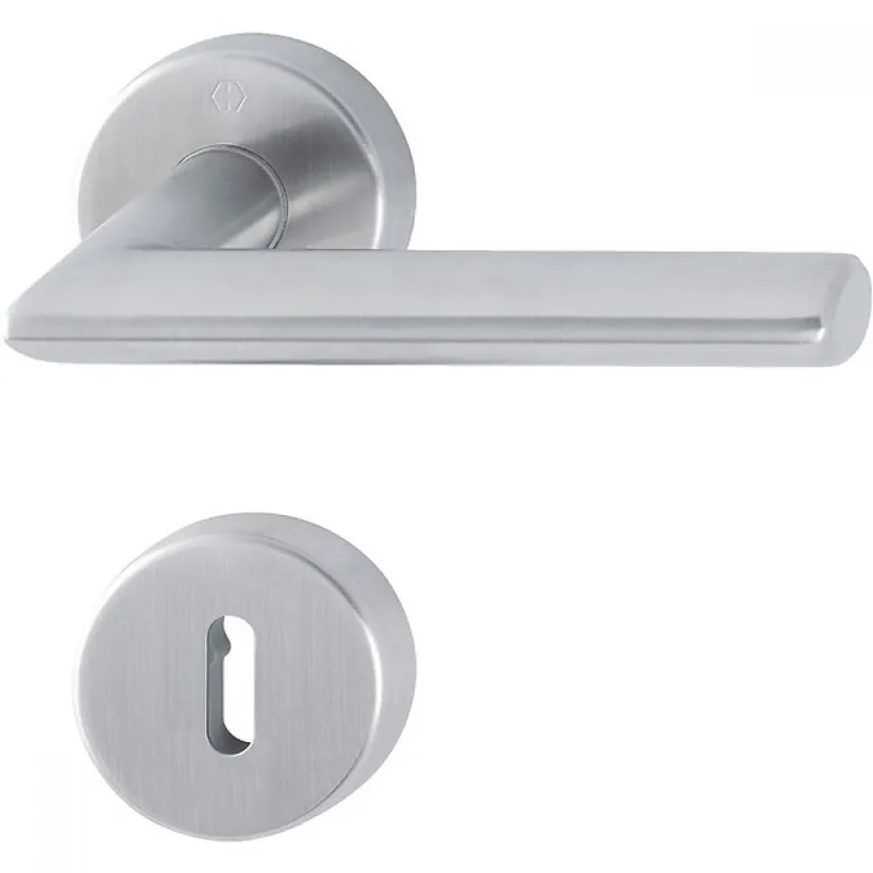 Poignée de porte double sur rosaces rondes – Stockholm – inox mat Dernier Modèle