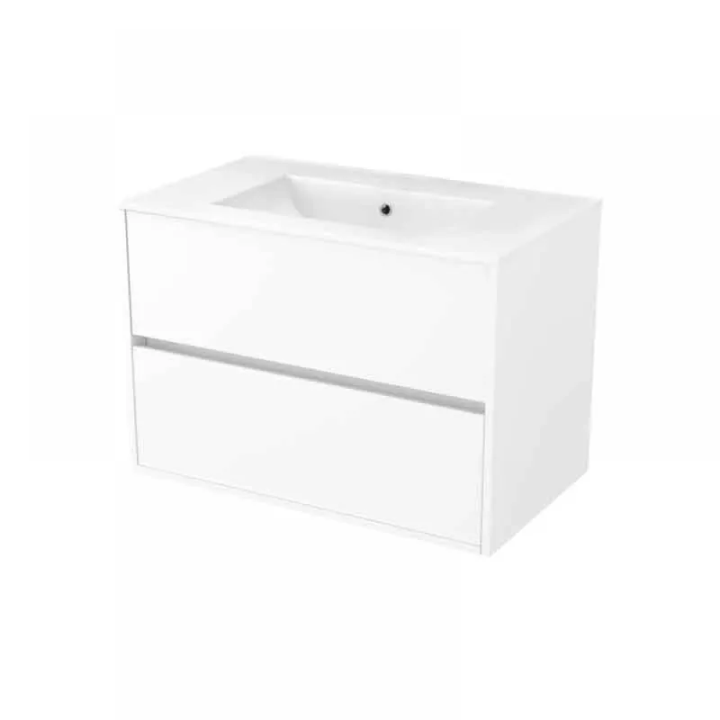 Satisfait Ou Remboursé Meuble de salle de bains suspendu 80 cm – 2 tiroirs – blanc – Atos