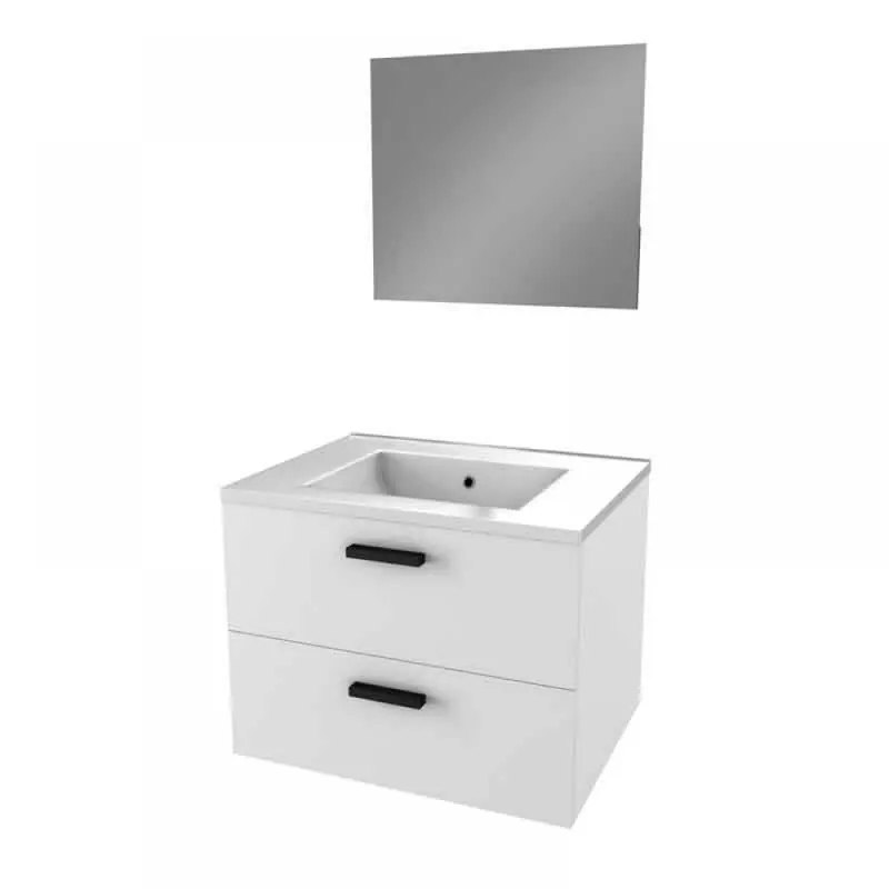 Ensemble meuble vasque salle de bains 60 cm – 2 tiroirs – blanc – Lift Acheter En Ligne