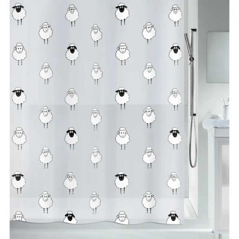 Bon Marché Rideau de douche – 180 x 200 cm – Motif Moutons – Peva – Lena