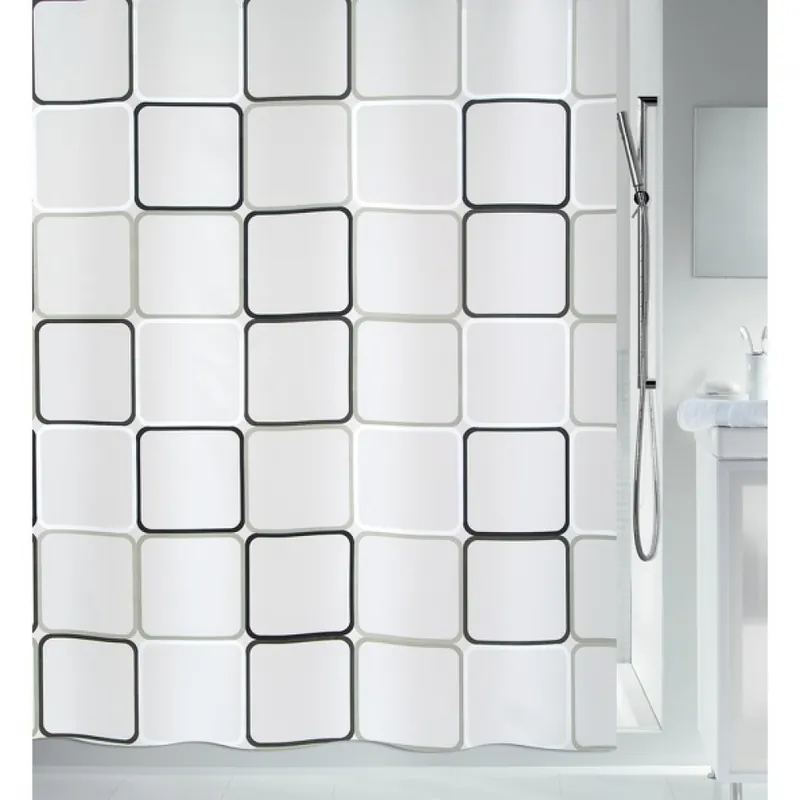 Commande En Gros Rideau de douche – 180 x 200 cm – Noir et Blanc – Peva – Frame