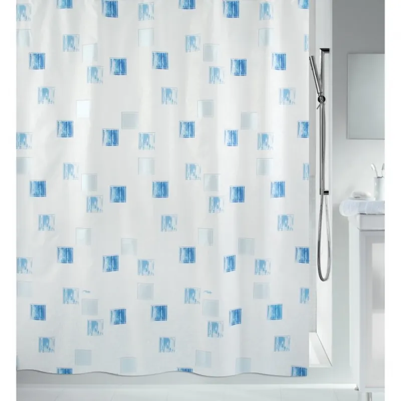 Rideau de douche – 180 x 200 cm – Bleu ciel et Blanc – Polyester – Milano Must-Have