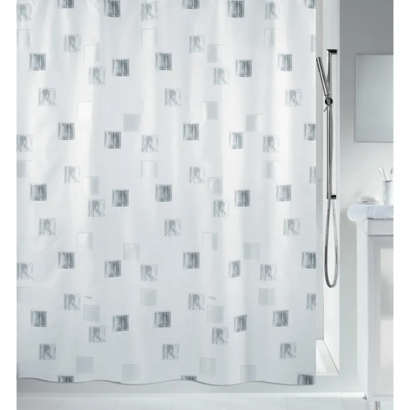 Rideau de douche – 180 x 180 cm – Polyester – blanc et Argent – Milano Prix Bas
