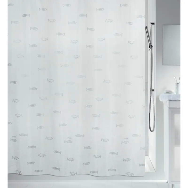 Prix Cassé Rideau de douche – 180 x 180 cm – Argent – Polyester – Kos