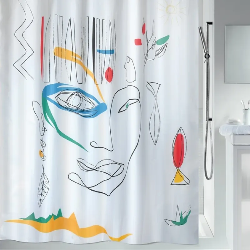 Soldes Rideau de douche -180 x 200 cm – Multicolor – Polyester – FACES