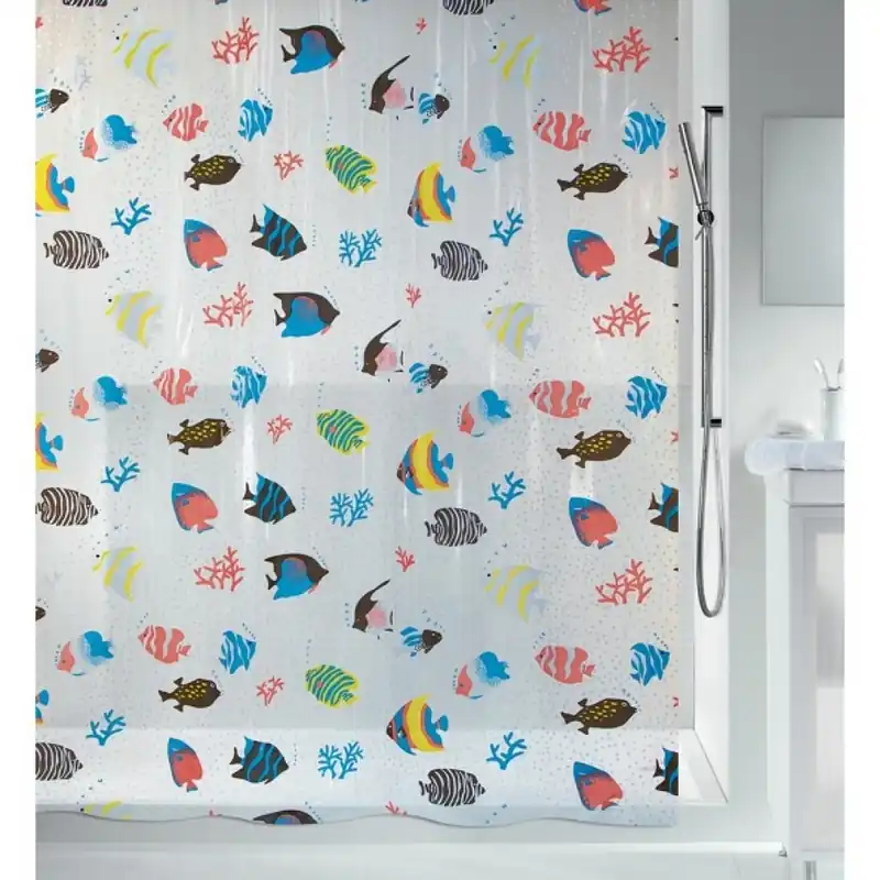 Rideau de douche – 180 x 200 cm – Multicolor – PEVA – motif poissons Affaire À Saisir