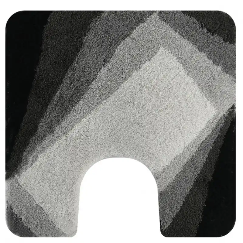 Seulement Aujourd’hui Tapis de WC – 55x55cm – Noir et Gris – Acrylique – antidérapant – Kali
