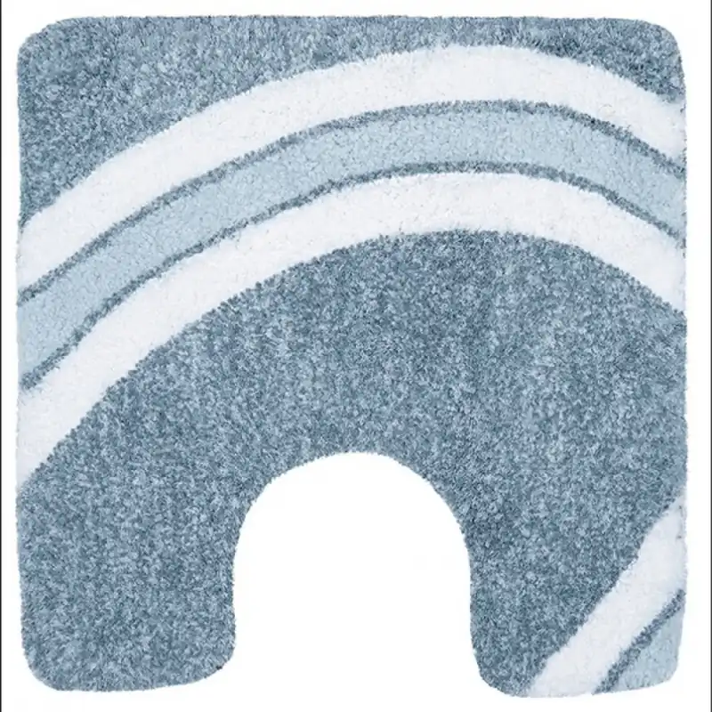 Tapis de WC – 55x55cm – Bleu- Microfibre – antidérapant – Curve Bon Plan