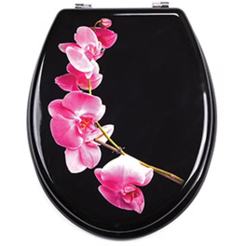 Abattant WC – MDF – Charnières Inox – LANYU – Rose et Noir Jusqu’à Épuisement Des Stocks