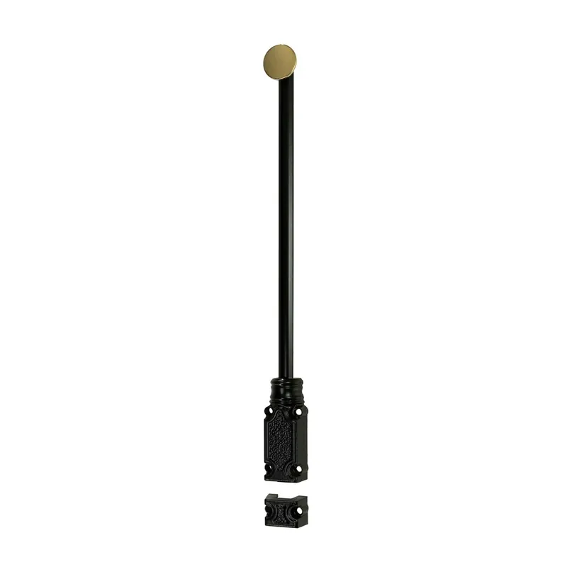 Verrou en applique – à coulisse – époxy noir – 400mm – bouton laiton Nouvelle Collection