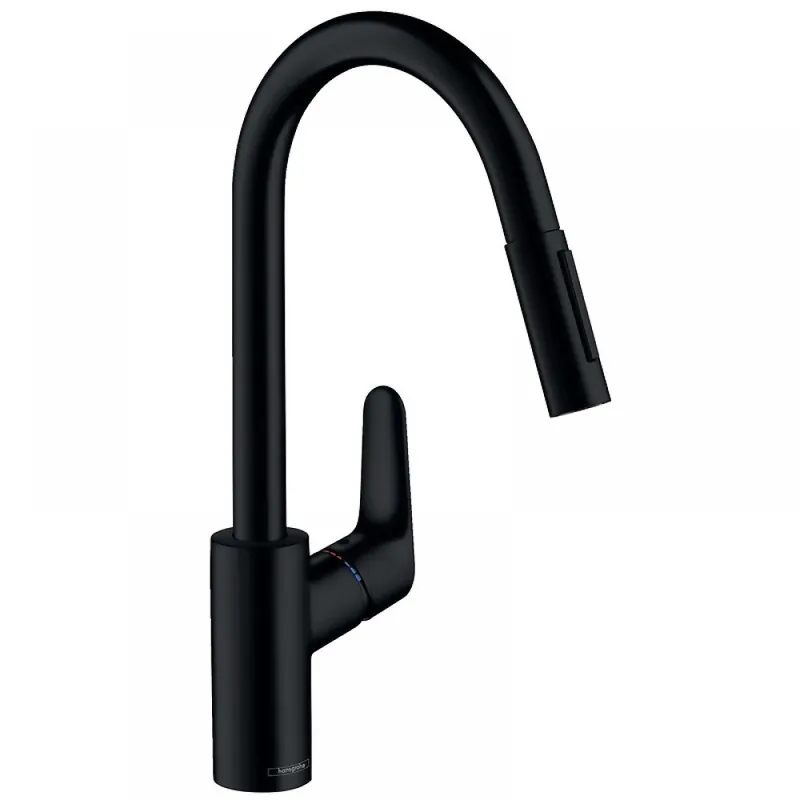 Mitigeur de cuisine noir mat avec douchette extractible 2 jets – Focus M41 Livraison Express