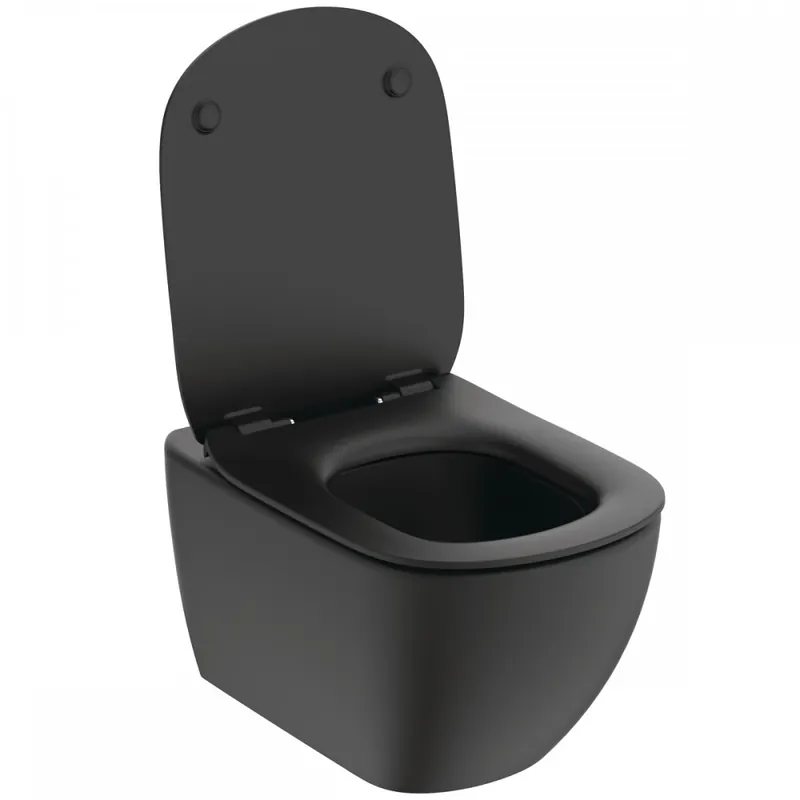Meilleur Choix Cuvette WC suspendue sans bride noire mate avec abattant Tesi AquaBlade