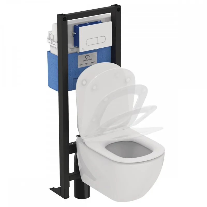Pack WC suspendu avec bâti-support plaque de commande et cuvette – Tesi Nouvelle Collection